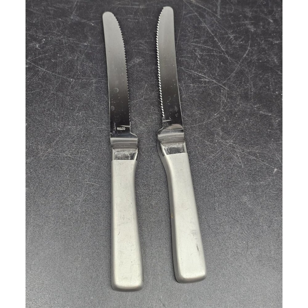 Walco Stainless Steel 9" Knife Pair With Silver Frosted Handles MCM